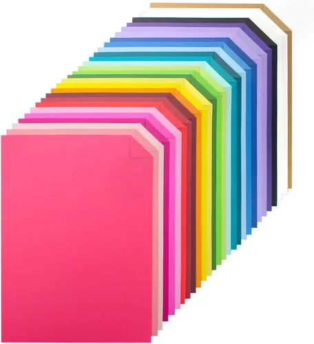 60 hojas de cartulina de color, 28 colores surtidos tamaño A4 de 8.82 oz/m², papel de cartulina impreso de doble cara, cartulina gruesa de alta