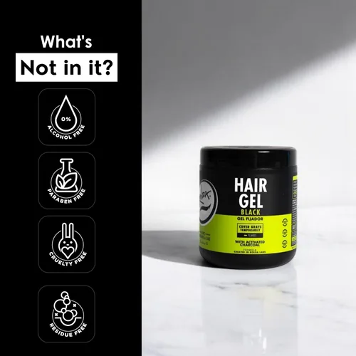 Miniatura 9 de Gel para el cabello negro Rolda para hombres - Gel de peinado de sujeción media con carbón activado para aspecto húmedo - Cubre las canas y realza
