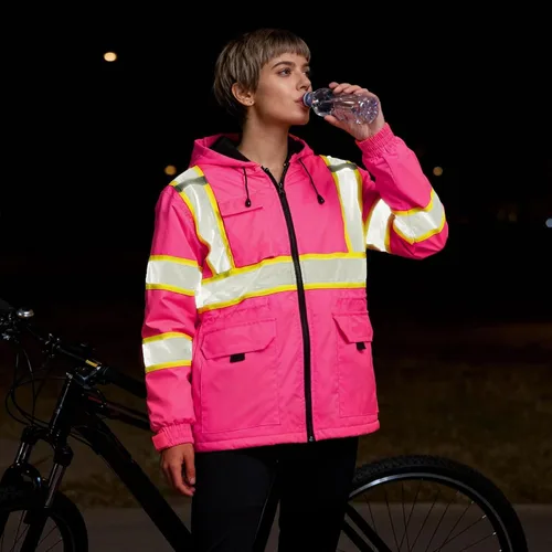 Miniatura 2 de Chaqueta de seguridad de alta visibilidad ANSI/ISEA Chaqueta reflectante estándar con bolsillo y cremallera