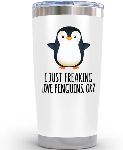 KLUBI Regalos de pingüinos para mujeres, vaso de pingüino de 20 onzas, regalos de Navidad con pingüinos, ideas de regalo, figuras de pingüinos,