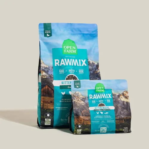 Miniatura 5 de Open Farm, RawMix Alimento seco para gatos, croquetas repletas de proteínas recubiertas en caldo de huesos con trozos crudos liofilizados, formulada