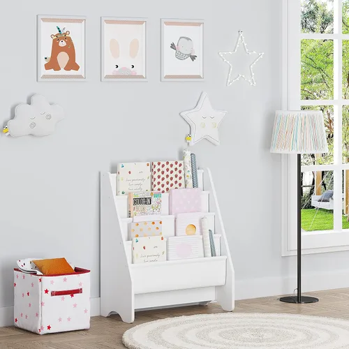 Miniatura 5 de UTEX Estantería para niños, estante para libros para habitaciones de niños, estantería de 4 niveles para niños, niños pequeños, estante para libros