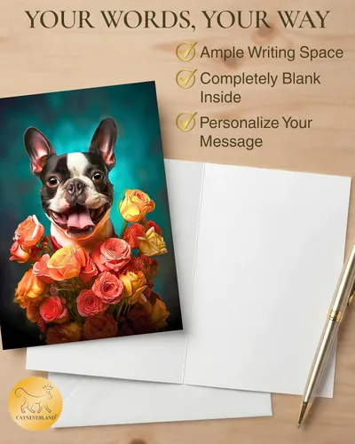 Miniatura 6 de Boston Terrier - Tarjeta de felicitación para todas las ocasiones de la colección Unique Dog Party Delights, grande, 5 x 7 pulgadas