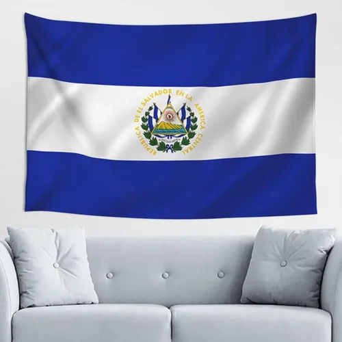 Kkaingg Tapiz colgante de pared con bandera de El Salvador para dormitorio, estético, hippie de 60 x 40 pulgadas