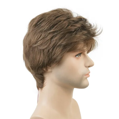 Miniatura 4 de Lydell Peluca de cabello sintético sintético corto natural para hombres (marrón ceniza medio)