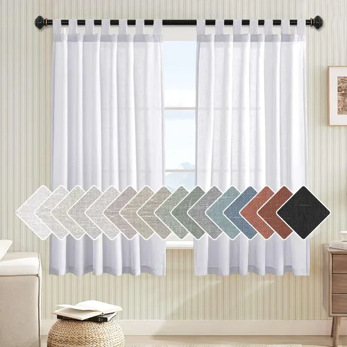 Miniatura 20 de H.VERSAILTEX Cortinas aireadas mezcladas de lino natural con pestaña superior para sala de estar, decoración del hogar, material suave y rico que