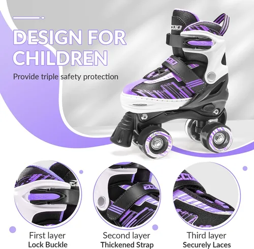 Miniatura 2 de Patines de ruedas para niñas y niños de 4 a 12 años, patines ajustables para niños pequeños de 4 tamaños, ruedas iluminadas para principiantes