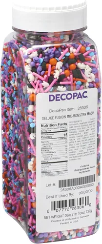 Miniatura 38 de DECOPAC Sweet Tooth Deluxe Fusion Mix, 26 onzas, chispas de caramelo en recipiente de mano, gránulos comestibles para pasteles de celebración