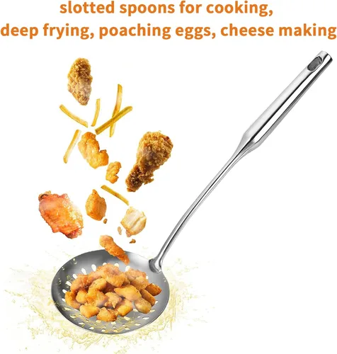 Miniatura 3 de TBWHL Espumadera Cuchara Ranurada, Cucharas Ranuradas para Cocinar, Cuchara Ranurada de Acero Inoxidable 304 Resistente con Mango Ergonómico al
