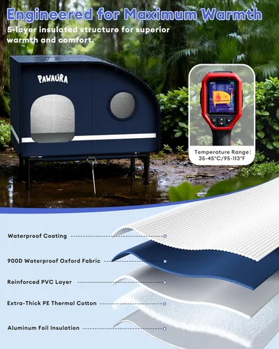 Miniatura 5 de Casa climatizada para gatos resistente a la intemperie para gatos al aire libre, refugio grueso estilo cámper con almohadilla térmica termostática