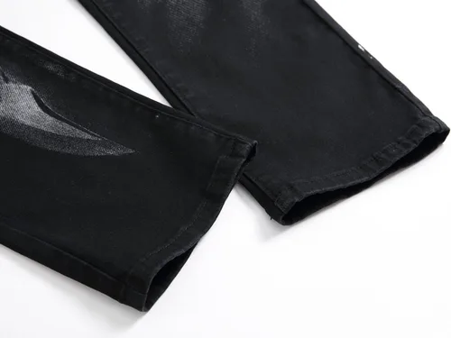 Miniatura 73 de Baylvn - Pantalones de mezclilla entallados y estampados para hombre con corte recto