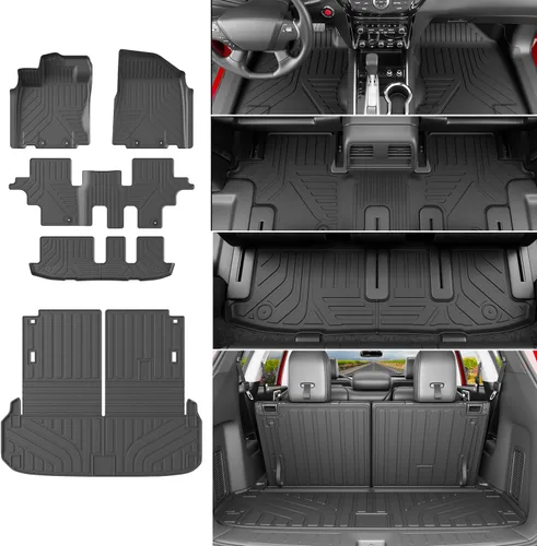Miniatura 23 de powoq Tapete de suelo compatible con Honda Pilot 2016-2022 con alfombrilla de respaldo, forro de carga de repuesto para accesorios Honda Pilot