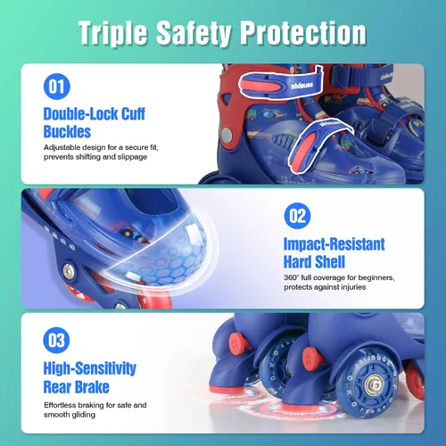 Miniatura 5 de Patines de Ruedas para Niños Principiantes - ZOOBLISS Patines de Ruedas para Niños Pequeños para Niños y Niñas de 3 a 7 Años con Ruedas que se azul