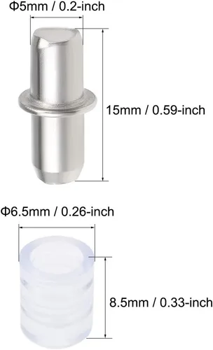 Miniatura 3 de uxcell Soporte para estante de 0.197x0.591 in niquelado con fundas de goma, 100