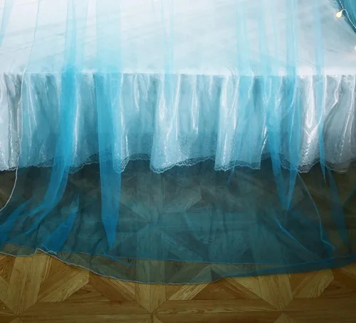 Miniatura 4 de Mengersi - Tela mosquitera en dosel con luces led en forma de estrella para cama individual, matrimonial, queen y king. Cama de niña princesa Azul