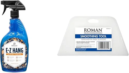 Roman Products 11015 E-Z - Ayudante de papel tapiz para colgar + activador prepegado y herramienta de alisado de papel tapiz de ROMAN para mejoras