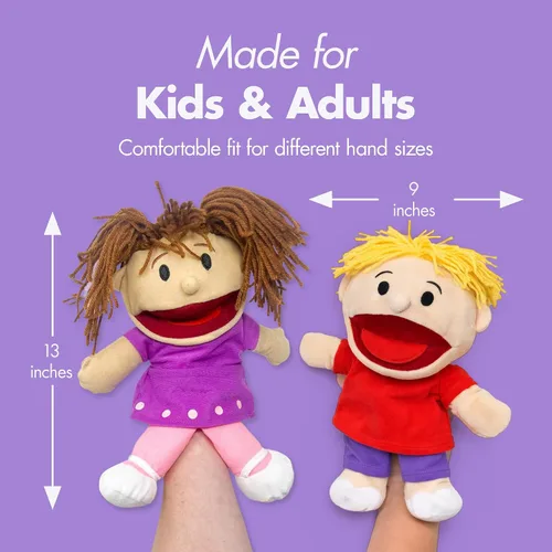 Miniatura 3 de Podzly Marionetas de mano para niños, paquete de 8 marionetas multiculturales de felpa con boca móvil, juego de marionetas divertidas y coloridas