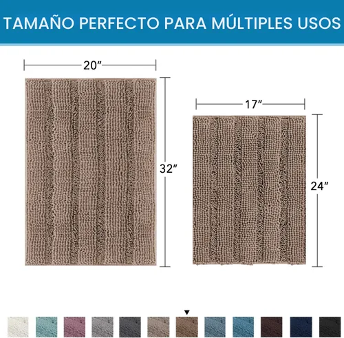 Miniatura 2 de H.VERSAILTEX - Juego de alfombras de baño de 2 piezas, antideslizante, gruesas, de chenilla peluda, juego de tapetes de baño extra suaves y Marrón