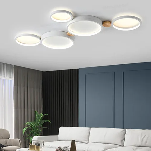 Miniatura 9 de Lámpara de techo LED de 3 luces, 22 pulgadas, moderna lámpara de techo empotrada de madera de 20 W regulable para sala de estar, dormitorio, cocina