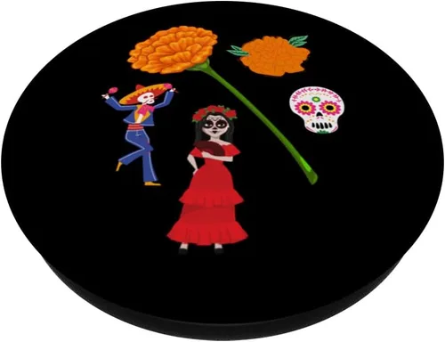 Miniatura 2 de Dia de Los Muertos - PopSockets intercambiables con diseño de caléndula mexicana