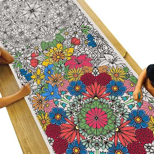 Miniatura 10 de Tiny Expressions - Póster gigante para colorear de mandala - Enrollado, sin arrugas, 72 x 30 pulgadas, pancarta grande para colorear para Cartel