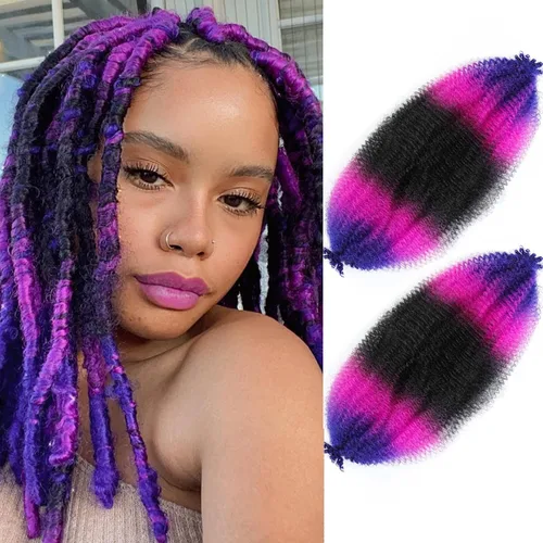 Miniatura 64 de Cabello afro elástico y trenzado de 30 pulgadas 2 paquetes, cabello preesponjado y trenzado elástico pre-estirado para extensiones de cabello suave