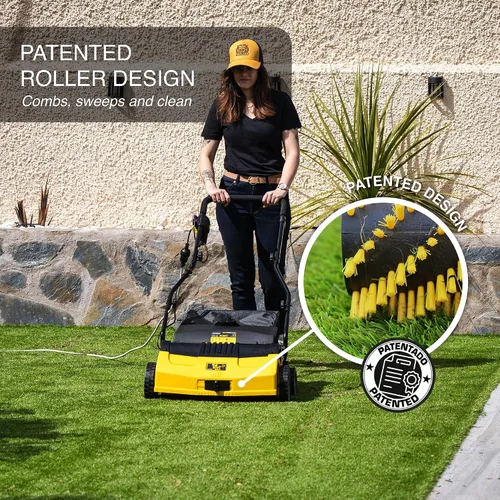 Miniatura 7 de Barredora de Césped Artificial de Roll & Comb, Peine Eléctrico con Cable para Césped Sintético, Ancho de Trabajo de 40.6 cm, Colector de Hojas