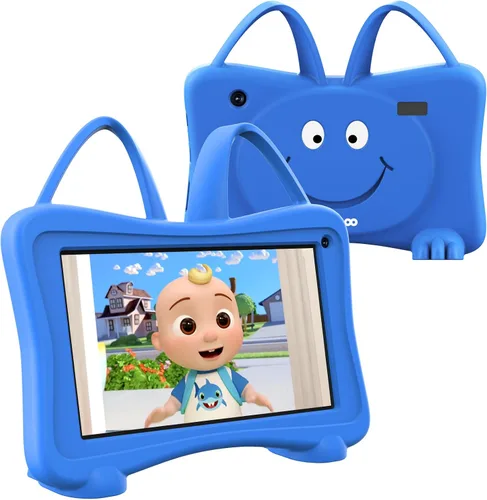 Trayoo Tableta infantil de 7 pulgadas con WiFi, YouTube, cámara dual, pantalla táctil, control parental, tableta infantil para niños y niñas Azul