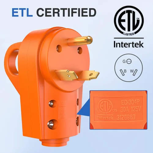 Miniatura 5 de Nilight Enchufe de repuesto para autocaravana de 30 amperios, macho de 125 voltios resistente con mango ETL listado NEMA TT-30P para caravana, Ámbar