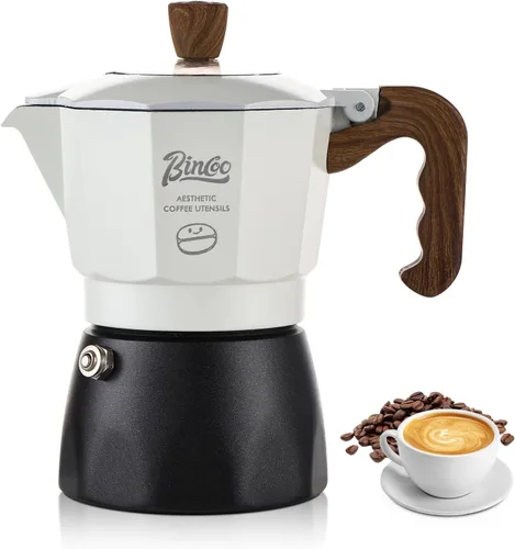 Miniatura 10 de Bincoo Estufa para máquina de café expreso, 2 tazas/4.1 fl oz, pequeña estufa italiana, olla moka para camping, portátil, ideal para el hogar