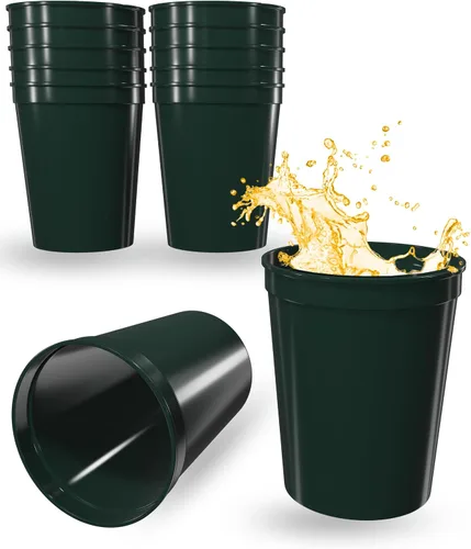 Miniatura 77 de PartyPrints Paquete de 100 vasos de plástico en blanco reutilizables de 10 a 12 onzas, vasos de estadio a granel, sin BPA, aptos para lavavajillas