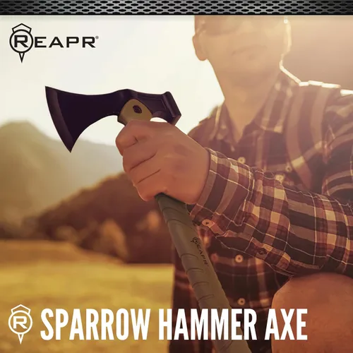 Miniatura 3 de Reapr Hacha de martillo táctico Sparrow – Hacha de supervivencia de 15.25 pulgadas con cabeza de acero inoxidable 2 en 1 para cortar y martillar