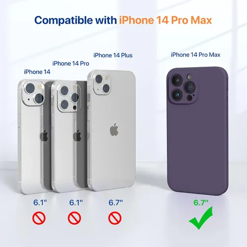 Miniatura 6 de Miracase - Funda magnética diseñada para iPhone 14 Pro Max, de silicona líquida, a prueba de golpes, con protector de pantalla y protección