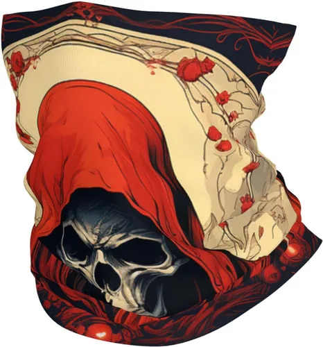 CASGTNZ skull angel grim reaper Death Abstract red Neck Gaiter Face Cover Balaclava Gaiter Mask for Men Women Bandana for Motorcycle Cycling Riding