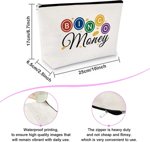 Miniatura 2 de Sfodiary Bolsa de regalo para amantes de los juegos de bingo - Bolsa de cosméticos para amantes del casino para mujeres Bingo Player, White-Bingo
