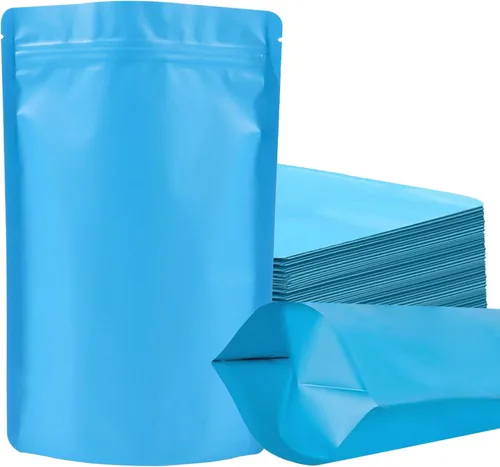 Miniatura 11 de 100 paquetes de bolsas de mylar a prueba de olores resellables, bolsas de pie negras con sello de aluminio para embalaje, 3.9×5.9 pulgadas