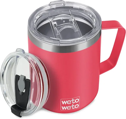 Miniatura 24 de WETOWETO Taza de café de 14 onzas, taza de campamento aislada al vacío con tapa, vaso de viaje de acero inoxidable de doble pared, taza de café