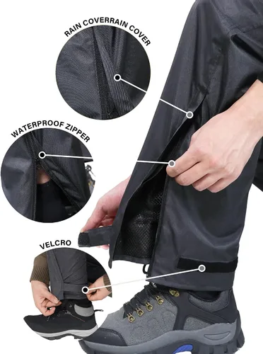 Miniatura 5 de iCreek Pantalones de lluvia para hombre, impermeables, resistentes al viento, ligeros, para senderismo, trabajo, lluvia, al aire libre, para golf