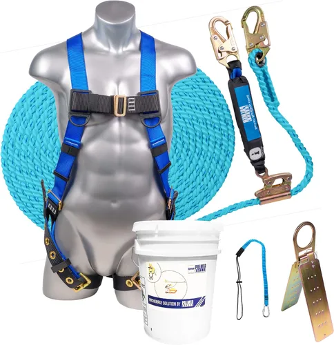Miniatura 7 de Palmer Safety V5504 Kit de techado, arnés de construcción, conjunto de línea de vida vertical y bolsa de lona Azul