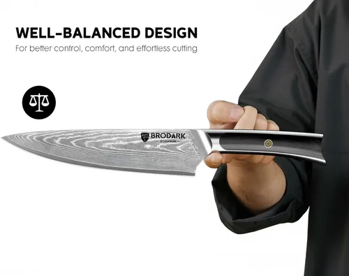 Miniatura 6 de BRODARK Cuchillo de chef de Damasco de 3 piezas, VG10 de acero de espiga completa afilado, juego de cuchillos de chef japonés profesional