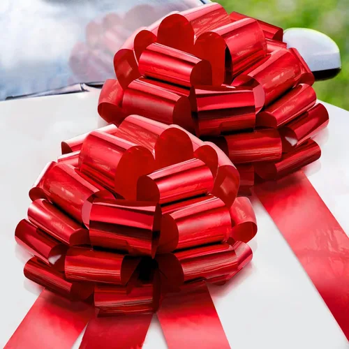 Miniatura 17 de Zoe Deco Lazo grande para automóvil (rojo, 18 pulgadas), lazos de regalo, lazo gigante para automóvil, lazo de cumpleaños, enorme lazo