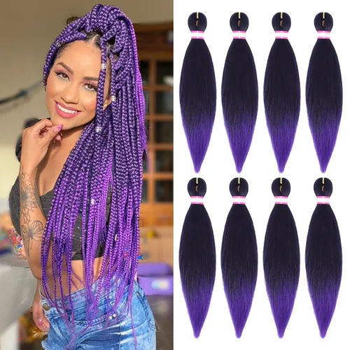 Miniatura 82 de Extensiones de cabello para trenzar preestiradas, color negro, 12 pulgadas, 8 paquetes de cabello natural para trenzar, fácil trenza, ajuste de agua