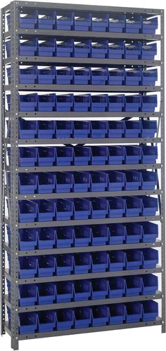 Miniatura 599 de Quantum QSBU-245BK Heavy Duty Shelving Unit with (7) Shelves and (24) QUS245 Black Bins for Garage Warehouse Storage Distribution 400 lb Load