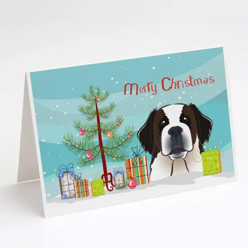 Miniatura 23 de Caroline's Treasures BB1616GCA7P - Tarjetas de felicitación y sobres de árbol de Navidad y sabueso afgano, paquete de 8 tarjetas en blanco