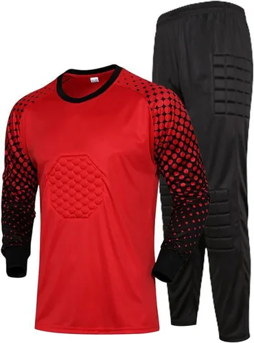 Miniatura 3 de TiaoBug Conjunto de camiseta y pantalones de fútbol acolchados para niños y niños, camisa de portero de manga larga, uniforme de entrenamiento