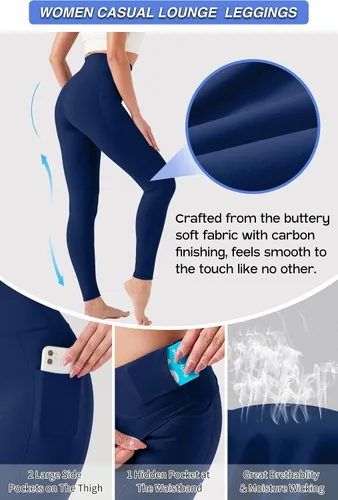 Miniatura 3 de YOYOYOGA Yoga Leggings for Women Carbon Finishing High Waisted Yoga Pants with Pockets Workout Running Legging