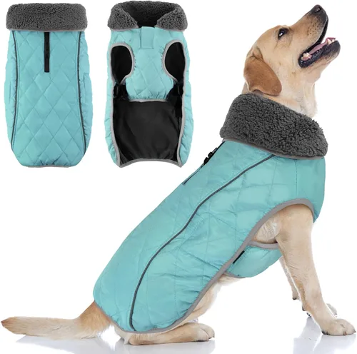 Doglay Abrigo para Perros, Chaqueta Impermeable para Perros Abrigo de Invierno para Mascotas en Clima Frío con Cuello Peludo Engrosado, Chaqueta de