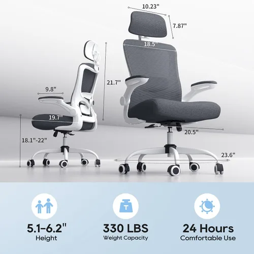 Miniatura 2 de Silla de oficina ergonómica para largas horas, soporte de cuerpo completo, alivia la presión del cuello y la espalda, capacidad de 330 libras, ideal