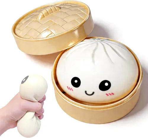Dumpling Squishies - Juguete antiestrés de tiro lento, caja misteriosa de bola de masa con purpurina con bolas antiestrés, rellenos de calcetines