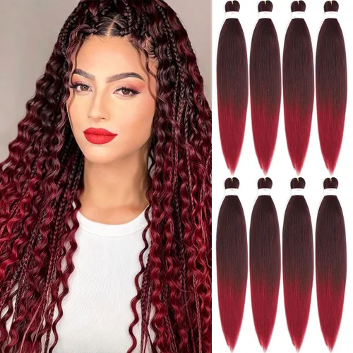 Miniatura 41 de BEFUNNY Cabello para Trenzar, Cabello para Trenzar Pre-Estirado, 24 Pulgadas 8 Paquetes Cabello Preestirado Ombré para Trenzas de Caja de Crochet